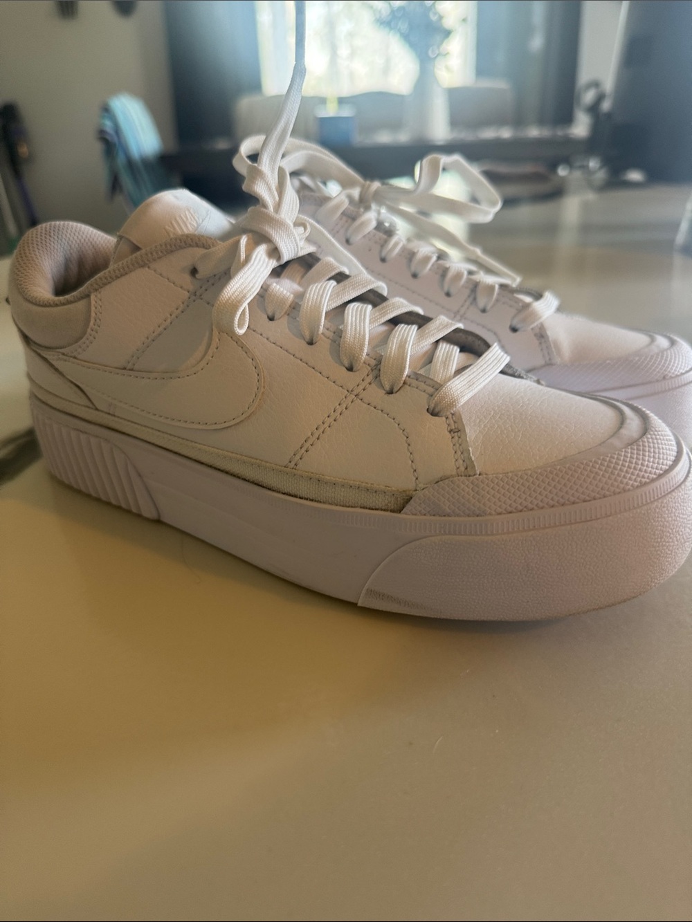 Nike Women’s Platform Leather Sneakers - White